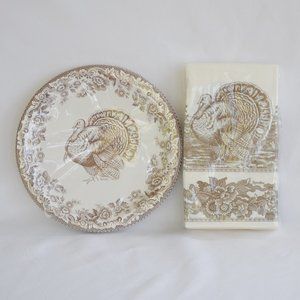 Spode Woodland Disposable Tableware Paper Dessert Plates and Napkins